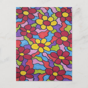 Retro Rainbow Flower Pattern Briefkaart