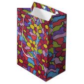 Retro Rainbow Flower Pattern Medium Cadeauzakje (Voorkant Gekanteld)