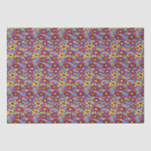 Retro Rainbow Flower Pattern Tissuepapier
