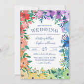 Retro Rainbow Flowers Gay Lesbian Wedding Kaart (Voorkant)