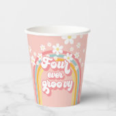 Retro Rainbow four Ever Groovy 4e verjaardag Papieren Bekers (Voorkant)