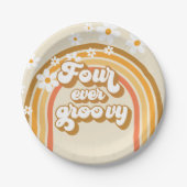 Retro Rainbow four Ever Groovy 4e verjaardag Papieren Bordje (Voorkant)