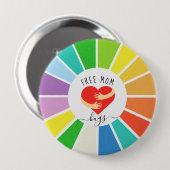 Retro Rainbow Free Mam Hugs | LGBT Pride Ronde Button 4,0 Cm (Voorkant /achterkant)