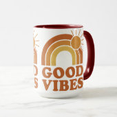 Retro Rainbow Good Vibes Ceramic Mug (Devant droit)