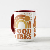 Retro Rainbow Good Vibes Ceramic Mug (Devant gauche)