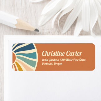 Retro Rainbow Groovy Baby shower Return Address La Etiket