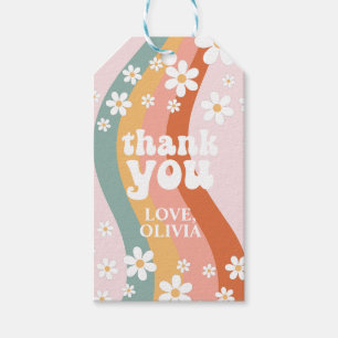 Retro Rainbow Groovy dank u Cadeaulabel