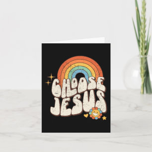Retro Rainbow Groovy Kies Jesus Christelijk Religi Kaart