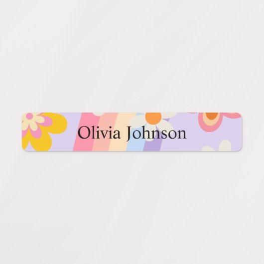 Retro Rainbow groovy Kinder waterdichte naamlabels Labels (Design 1)