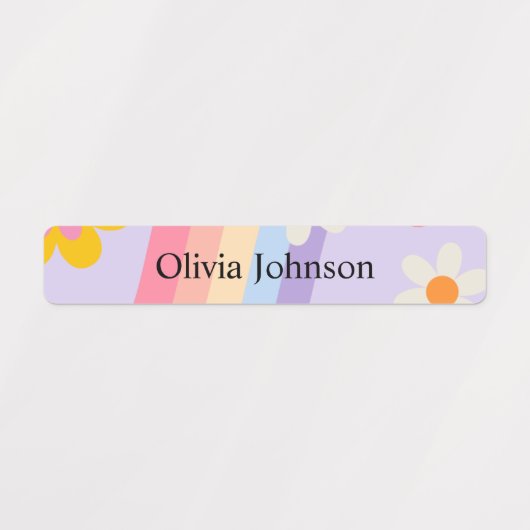 Retro Rainbow groovy Kinder waterdichte naamlabels Labels (Design 2)