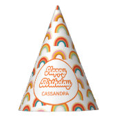 Retro Rainbow Groovy Kleurrijke Party Pet Feesthoedjes (Voorkant)