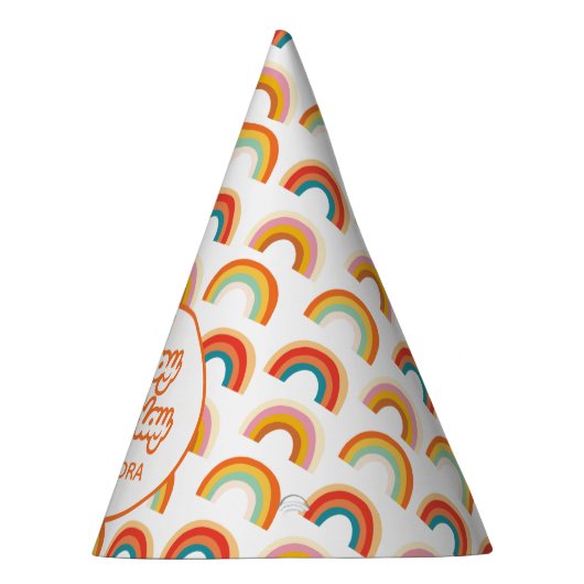 Retro Rainbow Groovy Kleurrijke Party Pet Feesthoedjes (Rechts)