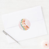Retro Rainbow Groovy One Daisy Ronde Sticker (Envelop)