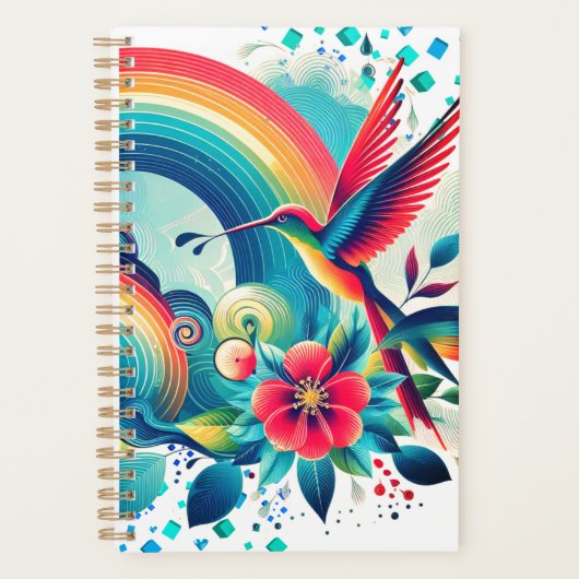 Retro Rainbow Hummingbird Weekplanner Planner (Voorkant)