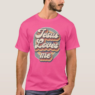 Retro Rainbow Jesus houdt van me Christelijke reli T-shirt