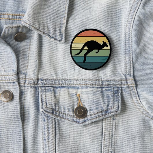 Retro Rainbow Kangaroo Ronde Button 5,7 Cm (In situ)