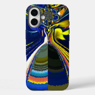 Retro Rainbow-kleuren, laatste oneindig diep blauw iPhone 16 Plus Hoesje