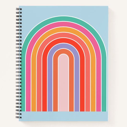 Retro Rainbow kleurig blauw Notitieboek (Voorkant)