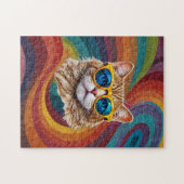 Retro Rainbow LGBTQ+ Cool Gay Cat Puzzel (Horizontaal)