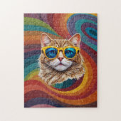 Retro Rainbow LGBTQ+ Cool Gay Cat Puzzel (Verticaal)