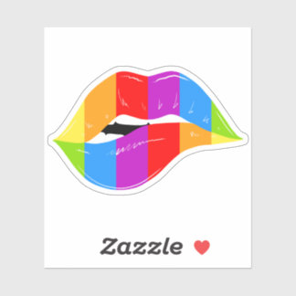 Retro Rainbow Lips Pride Kiss Cut Sticker