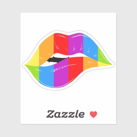 Retro Rainbow Lips Pride Kiss Cut Sticker (Vel)