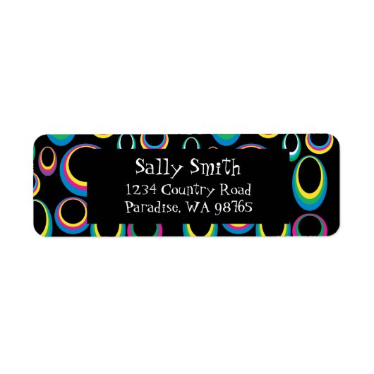 Retro Rainbow Ovals Retour Adres Label (Voorkant)