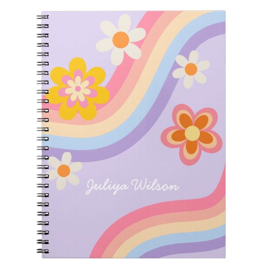 Retro Rainbow paarse Notitieboek (Voorkant)