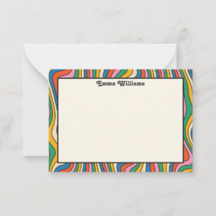 Retro Rainbow Persoonlijke naam Modern Note Kaart Notitiekaartje