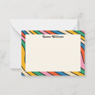 Retro Rainbow Persoonlijke naam Modern Note Kaart Notitiekaartje