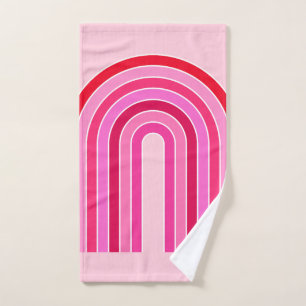 Retro Rainbow Preppy roze en rode Arch Bad Handdoek