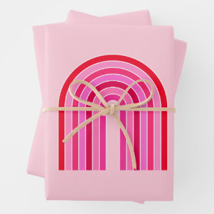 Retro Rainbow Preppy roze en rode Arch Inpakpapier Vel