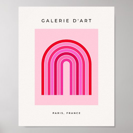 Retro Rainbow Preppy roze en rode Arch Poster (Voorkant)