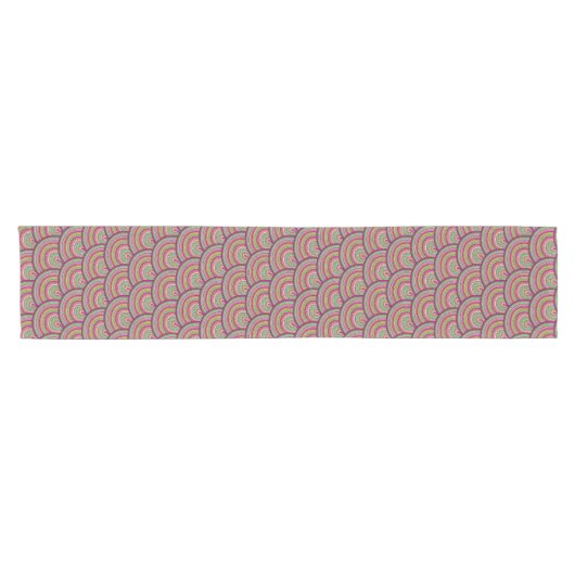 Retro Rainbow Psychedelic Circles Pattern Korte Tafelloper (Horizontaal)