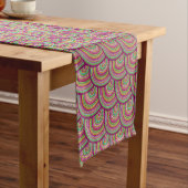 Retro Rainbow Psychedelic Circles Pattern Korte Tafelloper (Voorbeeld)