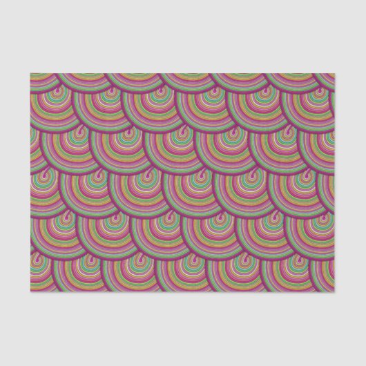 Retro Rainbow Psychedelic Circles Pattern Tissuepapier (Voorkant)