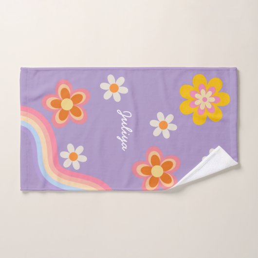 Retro Rainbow purple kids (Serviette à main)