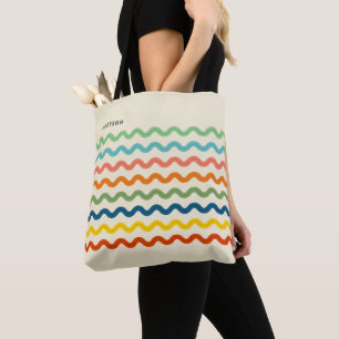 Retro Rainbow Ric Rac Strepen met Naam Draagtas
