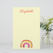 Retro Rainbow schattige waterverf Briefpapier (Staand voorkant)