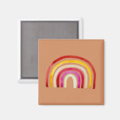 Retro Rainbow schattige waterverf Magneet (Voorkant / Achterkant)