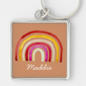 Retro Rainbow schattige waterverf Sleutelhanger (Voorkant)
