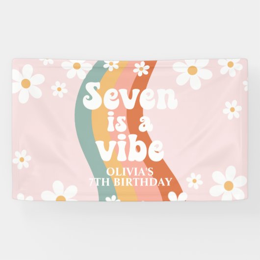 Retro Rainbow Seven is een Vibe Daisy 7TH Spandoek (Horizontaal)