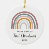 Retro Rainbow Specialized Baby's Eerste Kerstmis Keramisch Ornament (Voorkant)