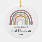 Retro Rainbow Specialized Baby's Eerste Kerstmis Keramisch Ornament (Achterkant)