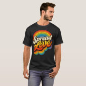 Retro Rainbow Spread Love Cute Typography Design T-shirt (Voorkant volledig)