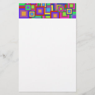 Retro Rainbow Squares Patroon Briefpapier
