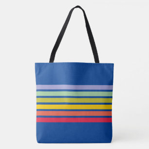 Retro Rainbow Stripe  Blue Draagtas
