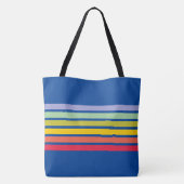 Retro Rainbow Stripe Blue Draagtas (Achterkant)