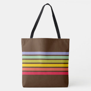 Retro Rainbow Stripe Brown Draagtas