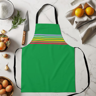 Retro Rainbow Stripe op Green Schort